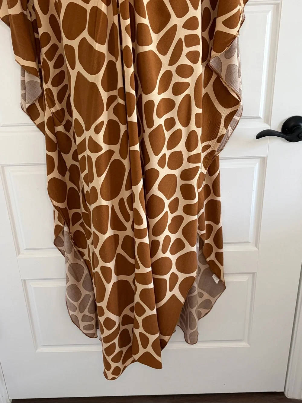 Women’s Giraffe Print Swim Coverup Kaftan Brown/Cream Neutral One Size Resort